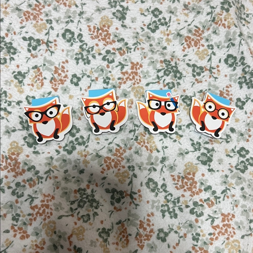Gently Used Foxes with Glasses Magnetic Bookmarks, Set of 4